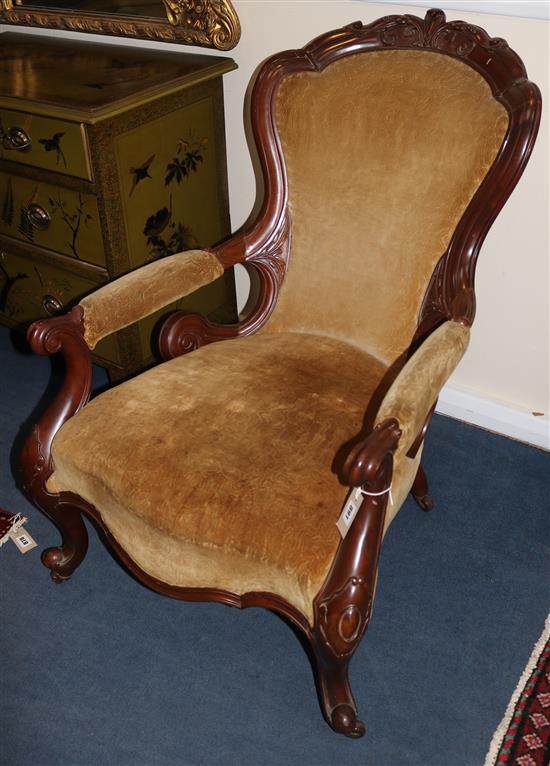 A pair of Victorian armchairs